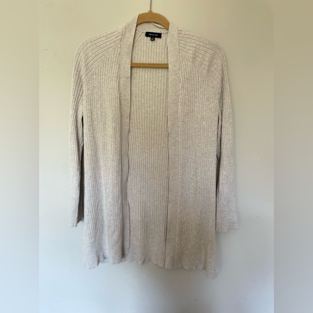Verve Ami Light Beige Open Front Cardigan